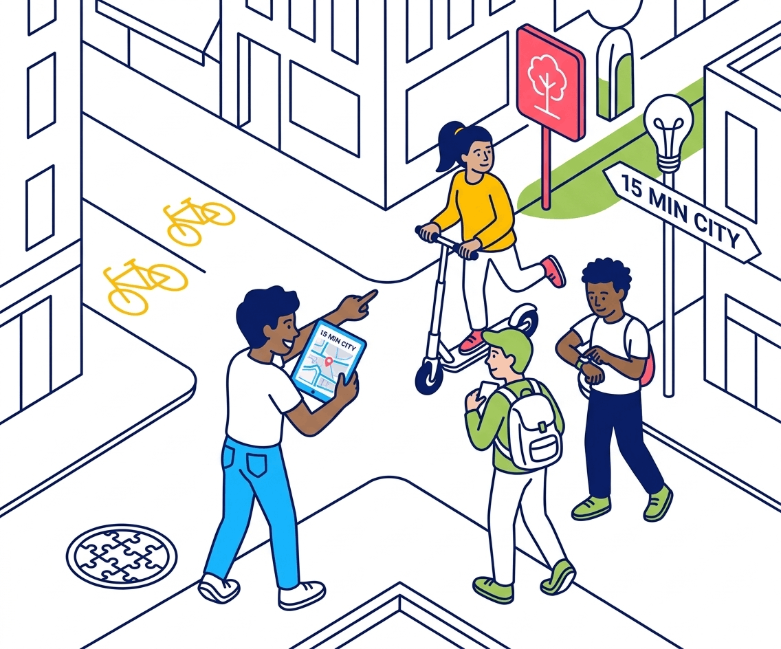 Children and researchers mapping urban mobility
